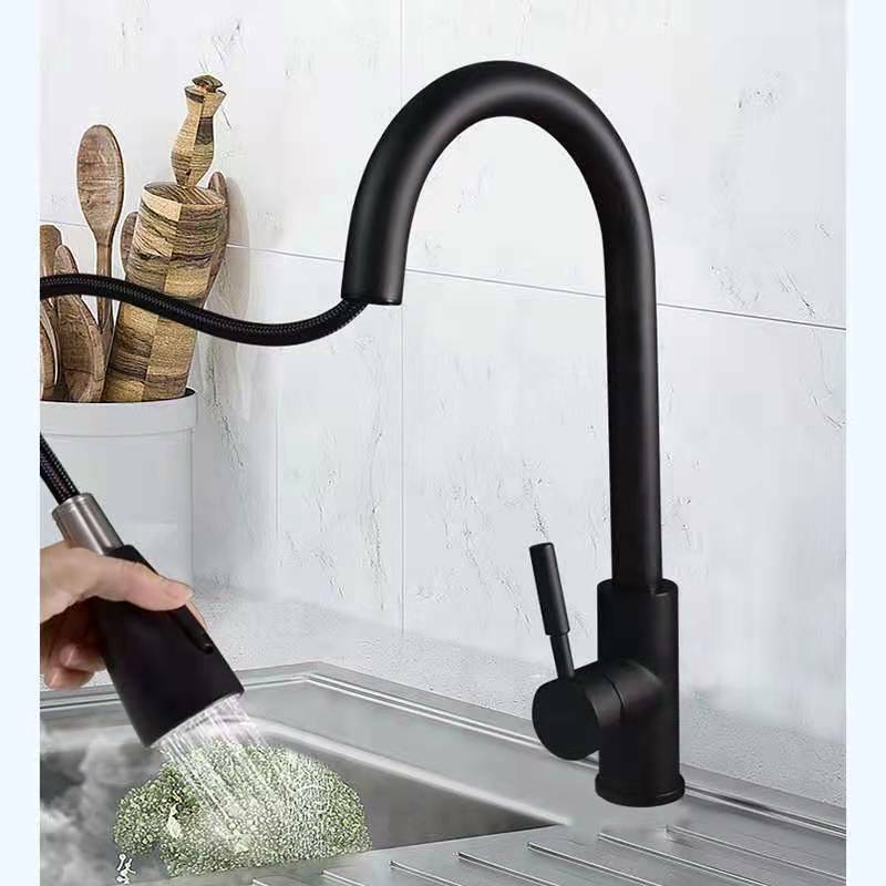 Commercial Stainless Steel Restaurant Mixers Stainless Steel Brushed Deck Mounted Pull Out Kitchen Faucet For Sink