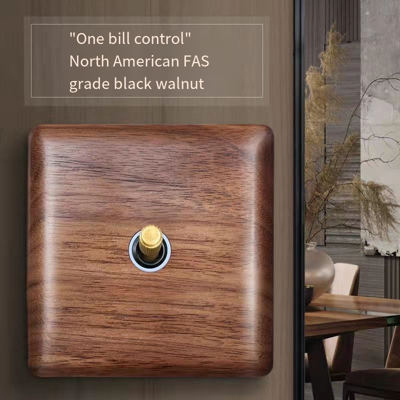 Solid wood SAA CE Wall Light Switch Panel Hand Made Retro Switch Concealed walnut solid wood switch socket panel retro