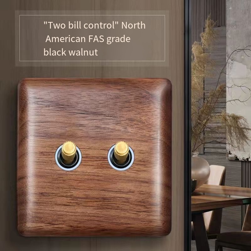 Solid wood SAA CE Wall Light Switch Panel Hand Made Retro Switch Concealed walnut solid wood switch socket panel retro