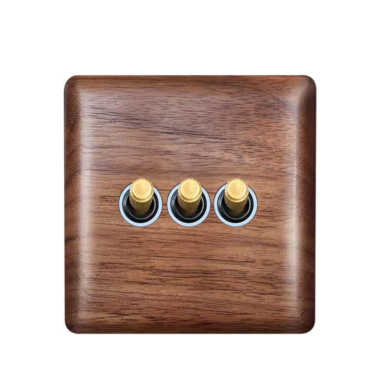 Solid wood SAA CE Wall Light Switch Panel Hand Made Retro Switch Concealed walnut solid wood switch socket panel retro