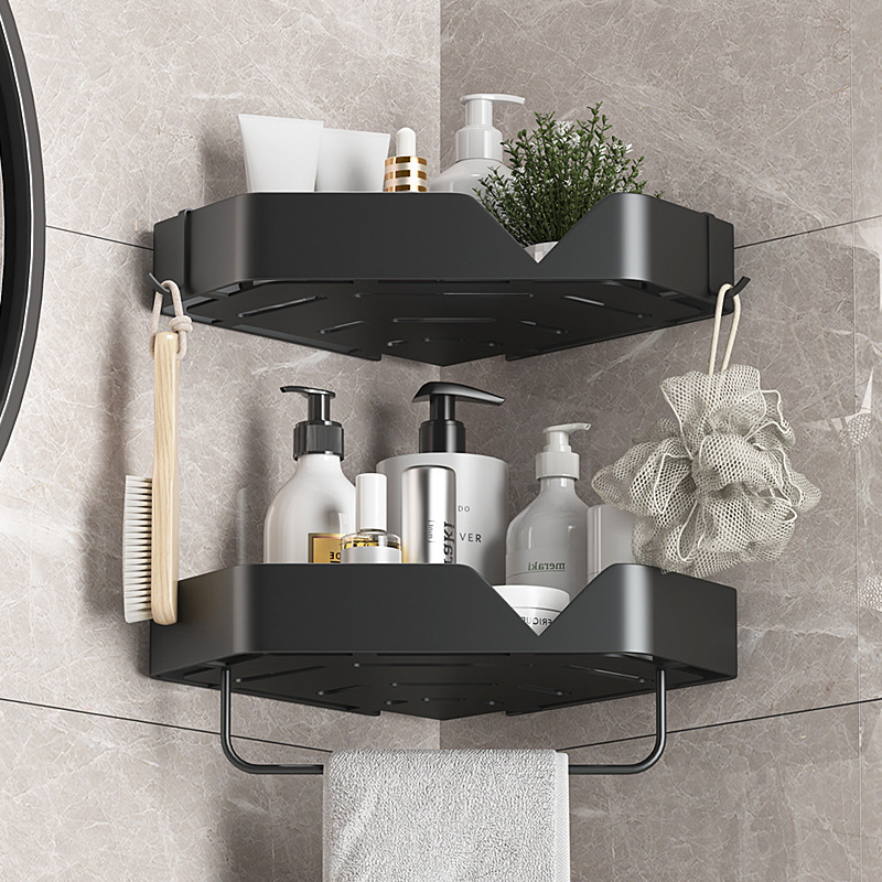 Wall-Mounted Shower Caddy, Single Layer Triangle Shelf, Bath Gel Organizer Bathroom Triangle Shelves Shower Corner Shelf