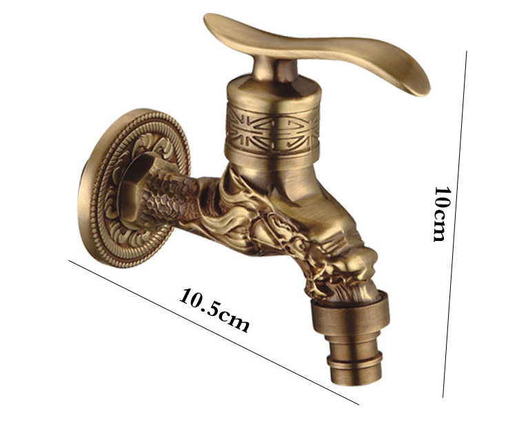 Antique washing machine faucet all copper European style extended mop pool faucet 4-point single cold wall quick opening faucet