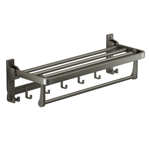 Aluminum towel shelf bathroom rack hardware wall hanging bath towel toilet rack bathroom storage rack