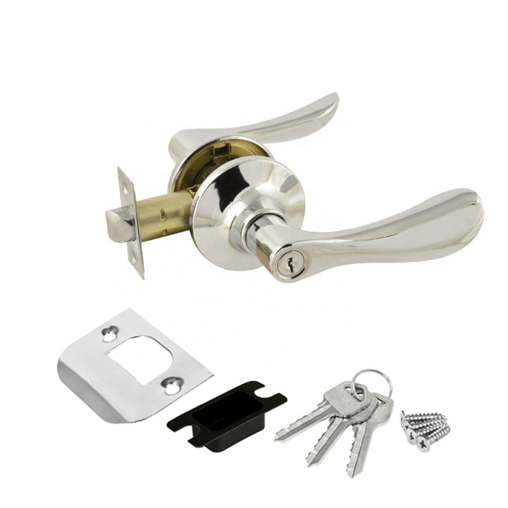 Modern Wave Style Cylindrical Lock with 3 Keys Lock Exterior Door Handle Hardware and Closet Lockset