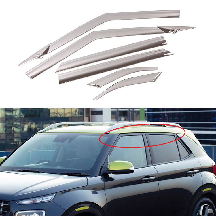 WZXDAUTO Chrome Side Window Sun Deflector Rain Wind Guard For Venue 2020 Car Shield Visor Chrome Visor