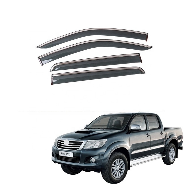 WZXD Car Door Visor Window Rain Guards Shield With Steel Line Auto Deflectors For Toyota Hilux Vigo 2012 2014