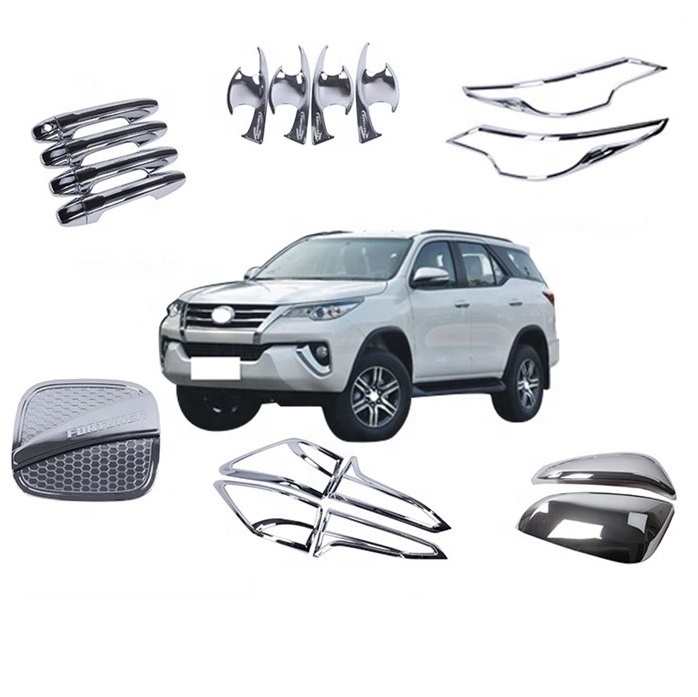 WZXD Body Kit Accessories For Car Chrome 21Pcs ABS Exterior Handle Lamp Mirror Cover Trim Chrome Kits Cover For Fortuner 2016