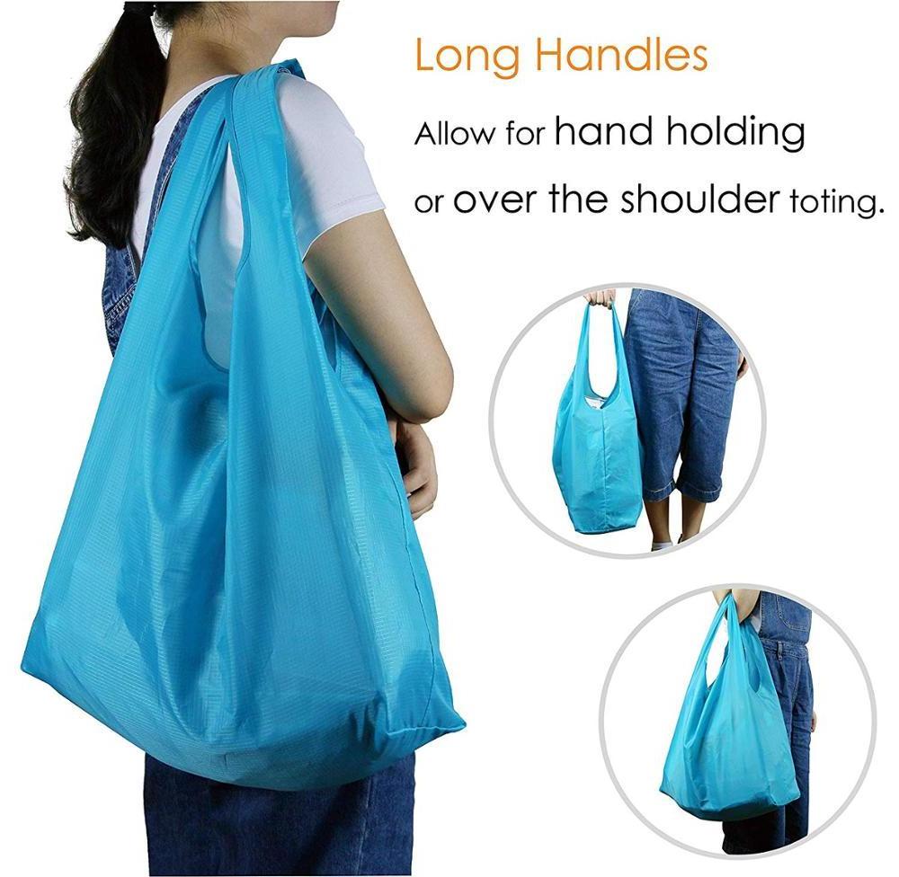 Polyester Shopping Tote Foldable Into Attached Pouch Reusable Grocery Bag