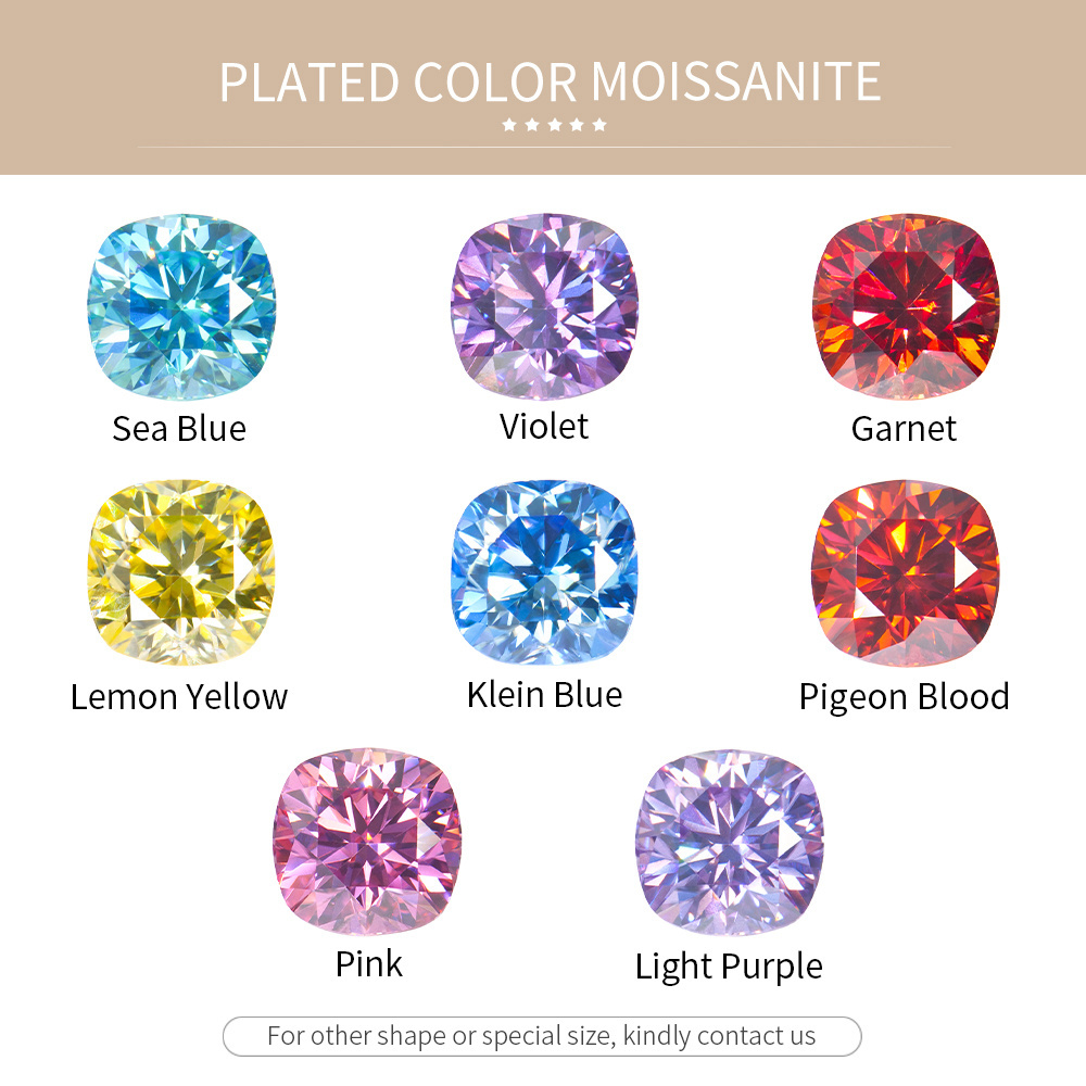 Xingyue Gem Garnet Pink Yellow Purple Violet Blue Color lab grown created cushion cut loose diamond  stones mossanite moissanite