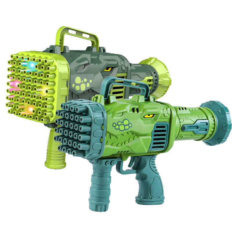 Summer new dinosaur shape 32/64 hole Bazooka bubble machine with light rocket bubble gun for kids