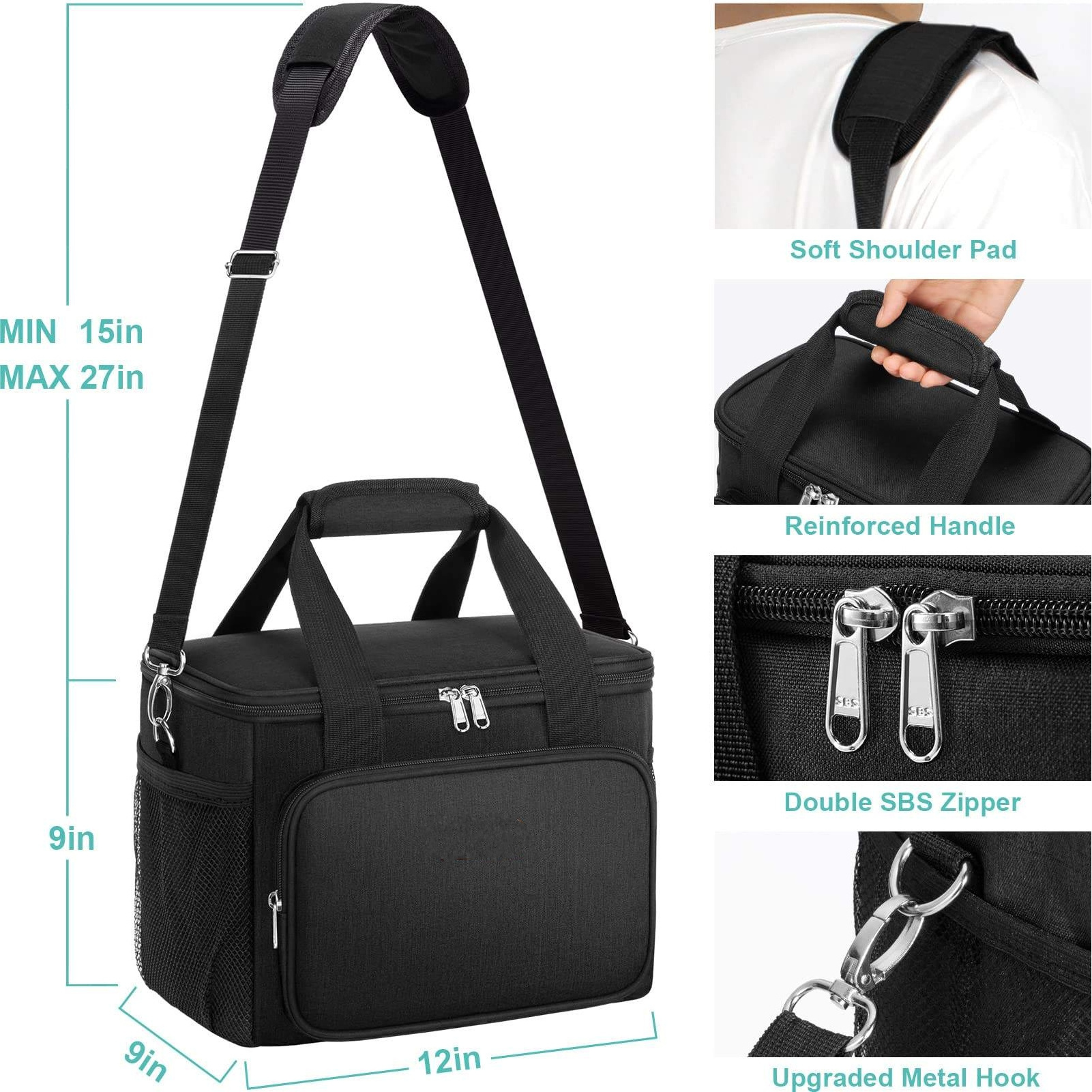 Reusable Lunch Box for Office Work School Picnic Beach - Leakproof Cooler Tote Bag Freezable Lunch Bag with Adjustable Shoulder