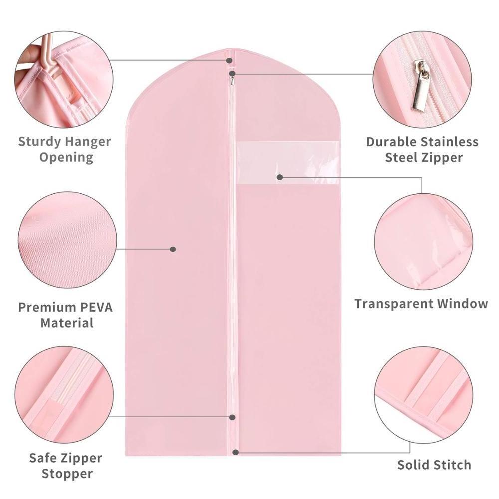 Recyclable dust-proof pink breathable clothes zip lock garment bags