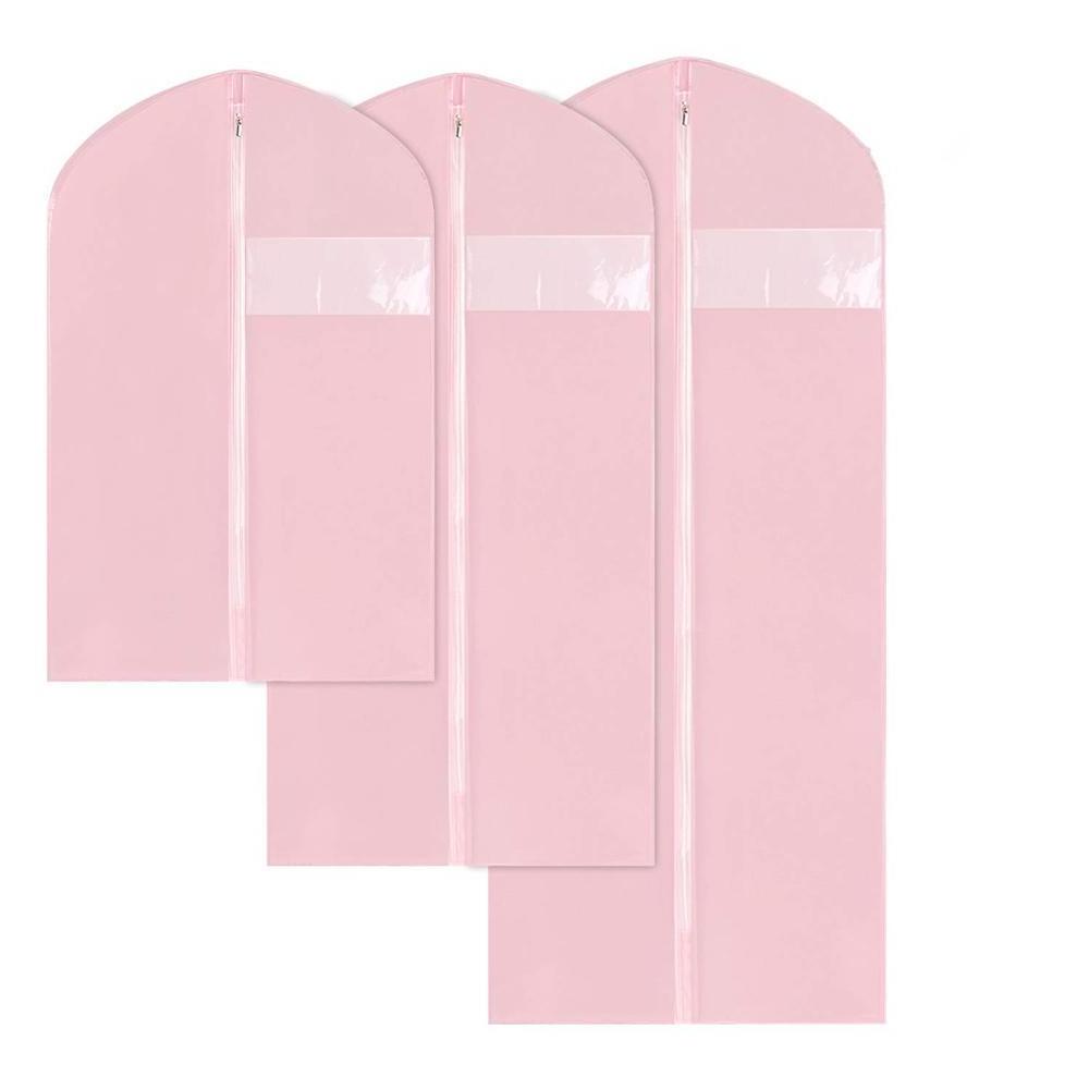 Recyclable dust-proof pink breathable clothes zip lock garment bags