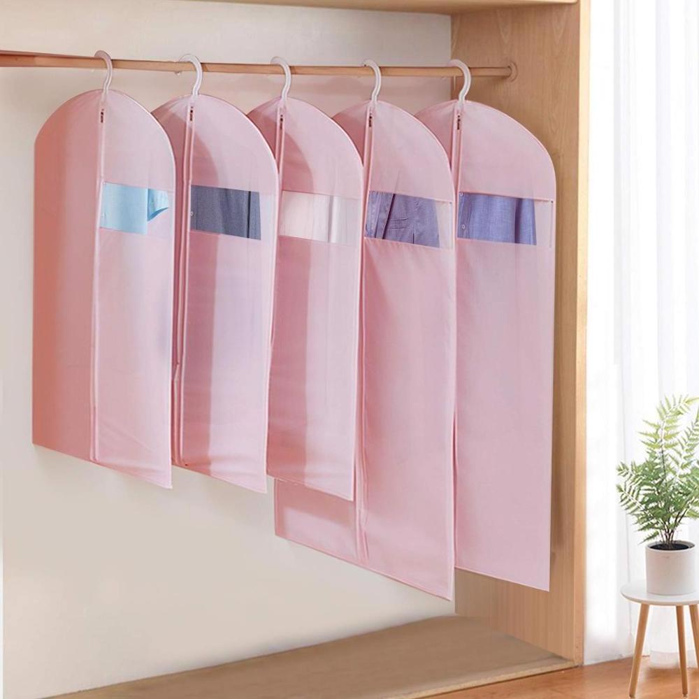 Recyclable dust-proof pink breathable clothes zip lock garment bags