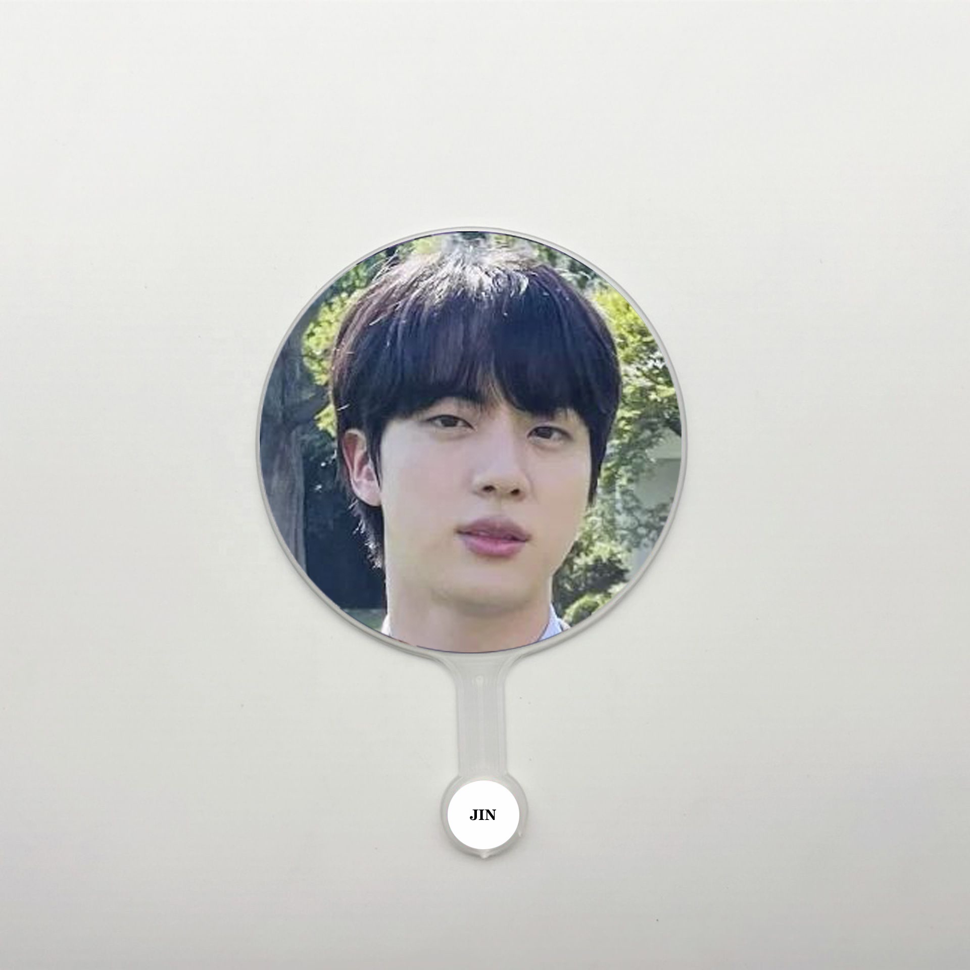 Custom KPOP Clear Picket Hand Fans  Custom Photo Printed Hand Fans Round Plastic Fan Picket for jin