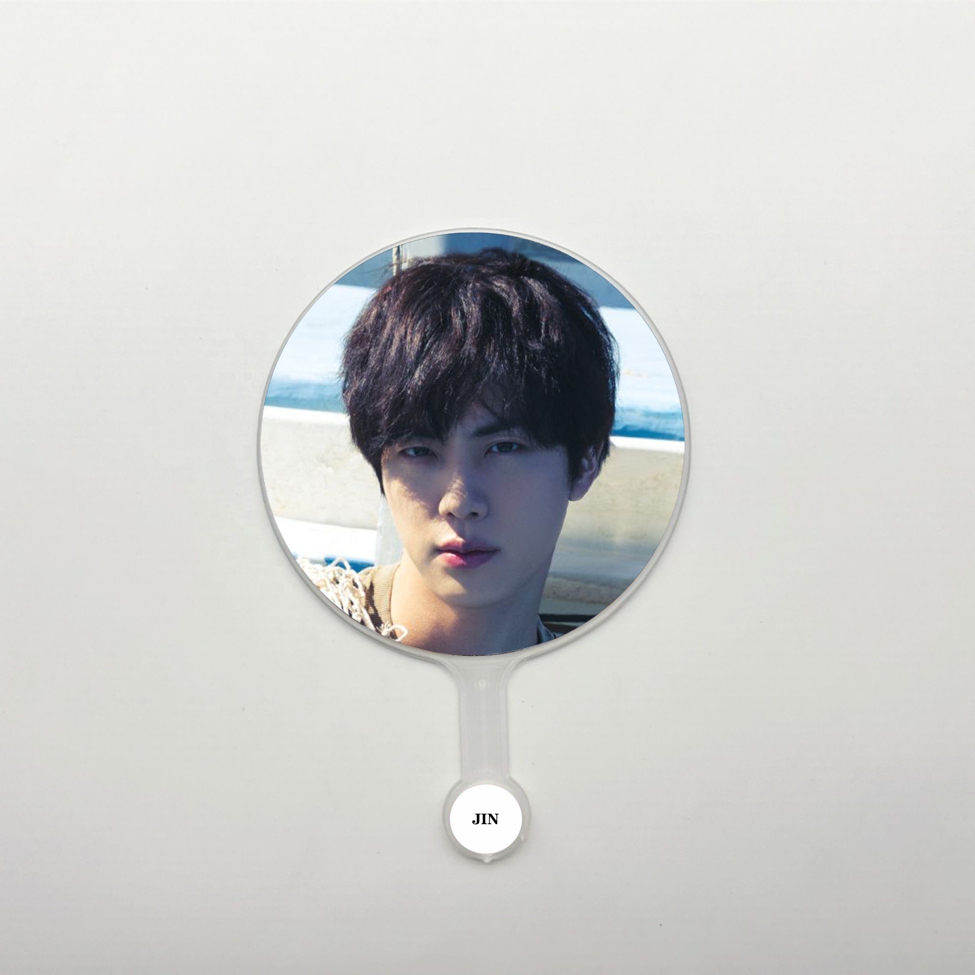 Custom KPOP Clear Picket Hand Fans  Custom Photo Printed Hand Fans Round Plastic Fan Picket for jin