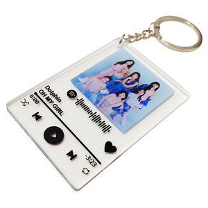 Customized acrylic key chain DIY Clear Acrylic Music Plaque Customizable  Song Keychain For Kpop