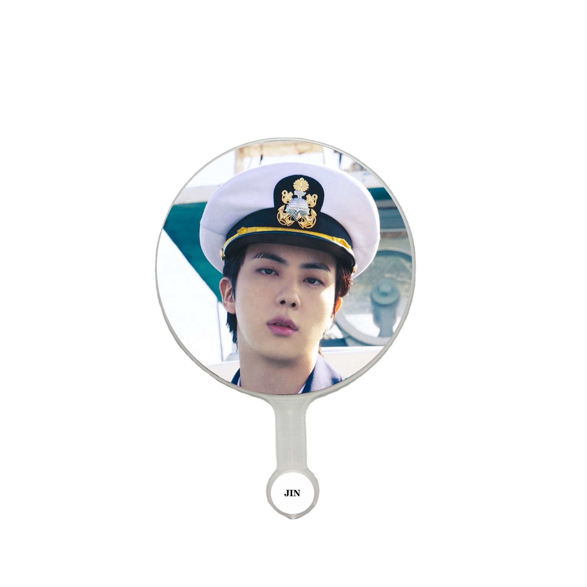 Custom KPOP Clear Picket Hand Fans  Custom Photo Printed Hand Fans Round Plastic Fan Picket for jin