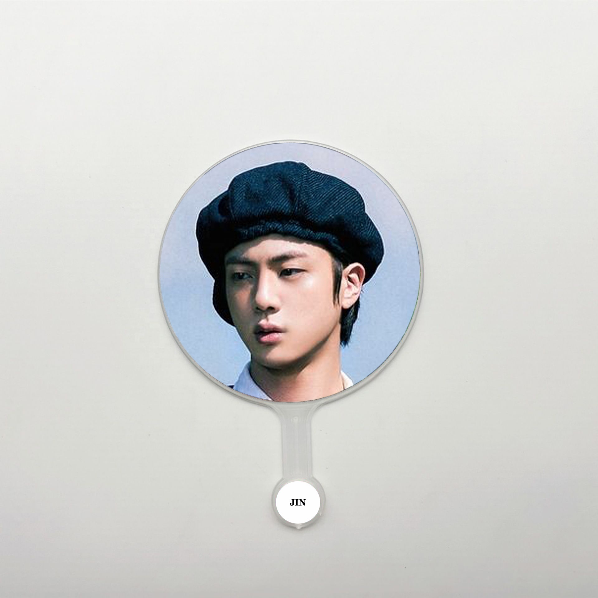 Custom KPOP Clear Picket Hand Fans  Custom Photo Printed Hand Fans Round Plastic Fan Picket for jin