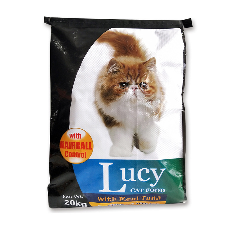 New design customized logo and size pp woven sack animal feed packaging bags for dogs cats