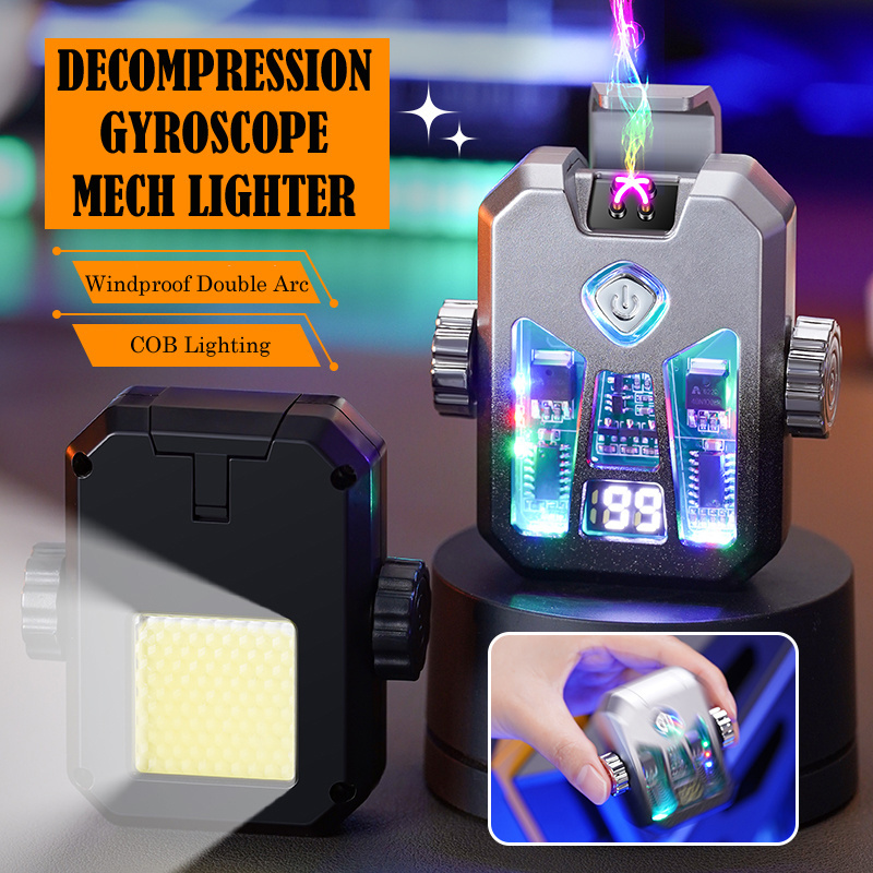 New style rotatable black COB illumination mecha gyroscope lighter