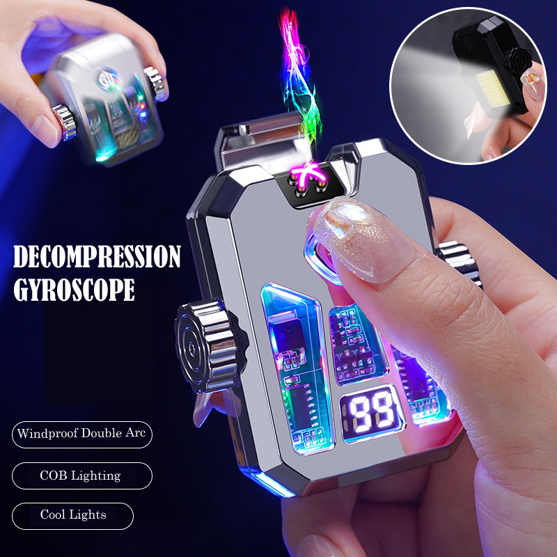 New style rotatable black COB illumination mecha gyroscope lighter