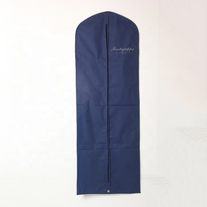 Quality wholesale custom logo 600D polyester breathable clothes cover wedding long dress non woven garment bag