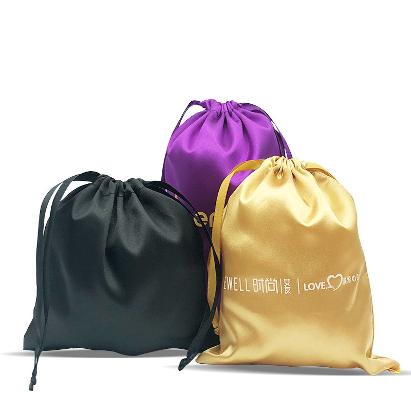 wholesale High Quality Custom drawstring satin wig, bags leather wig bags satin pouch drawstring bags backpack/