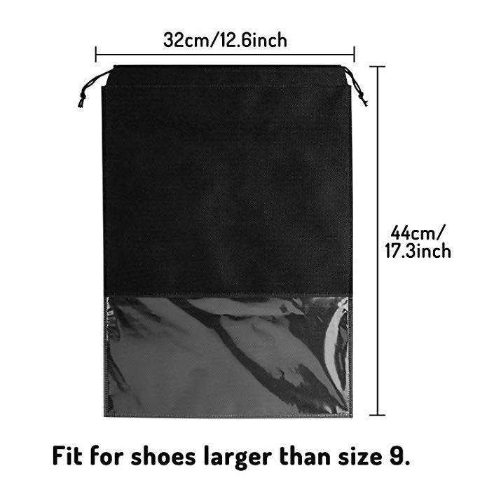 Travel Shoe Bag, Large Non-Woven Drawstring Shoes Storage Bags with Transparent  window dust bag