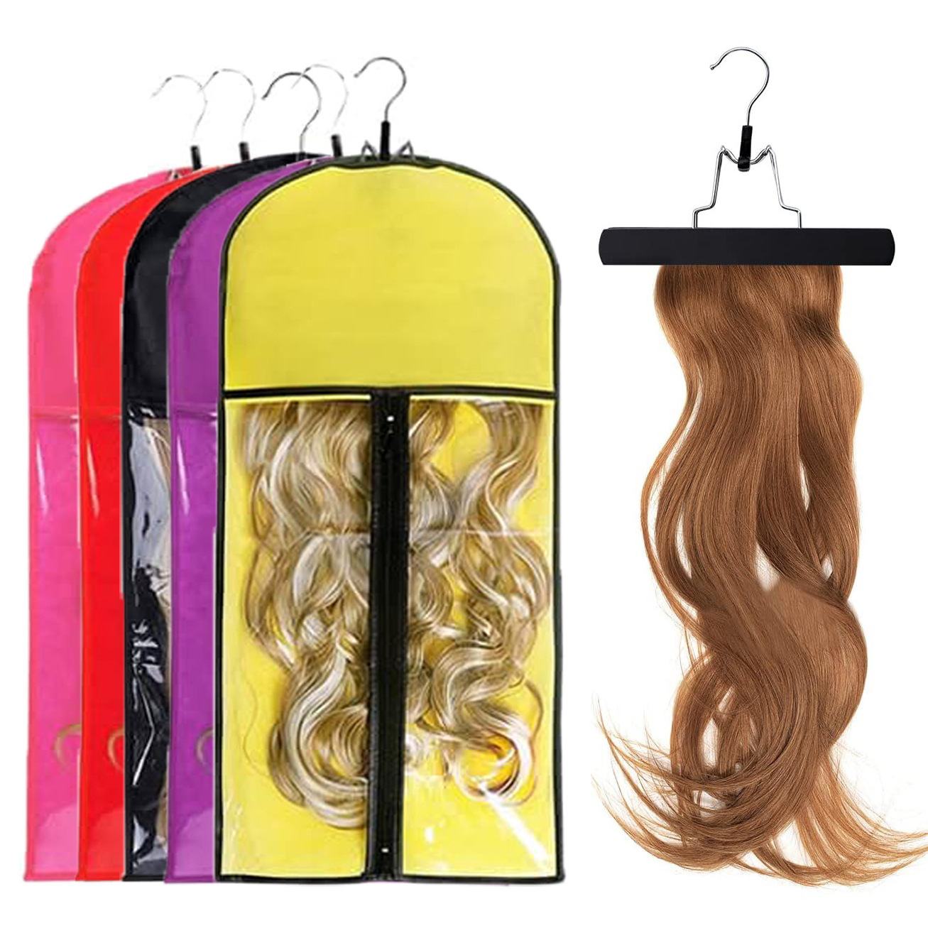 Wholesale Customized Logo Colorful Luxury Brand Name Printed, silky wig bag Hair Extension Packaging Hair Bags For Wig/