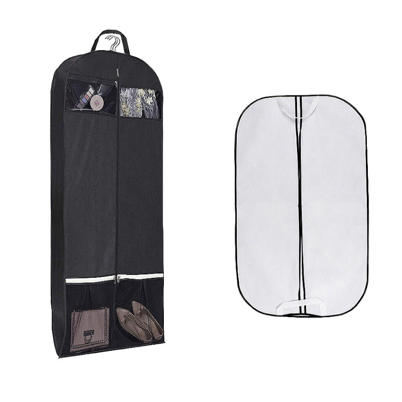 Dustproof Suit Cover Garment bags For Long, Dress With Clear Window Non woven clear clothes Suit Fold garment bags/