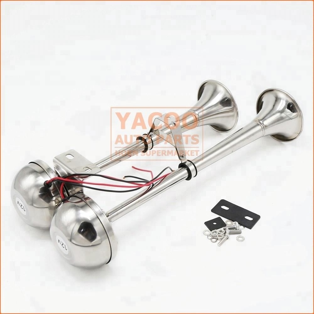 12V Double Trumpets Stainless Ship Electric Marine Boat Electronic Horn