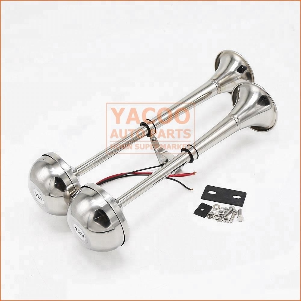 12V Double Trumpets Stainless Ship Electric Marine Boat Electronic Horn