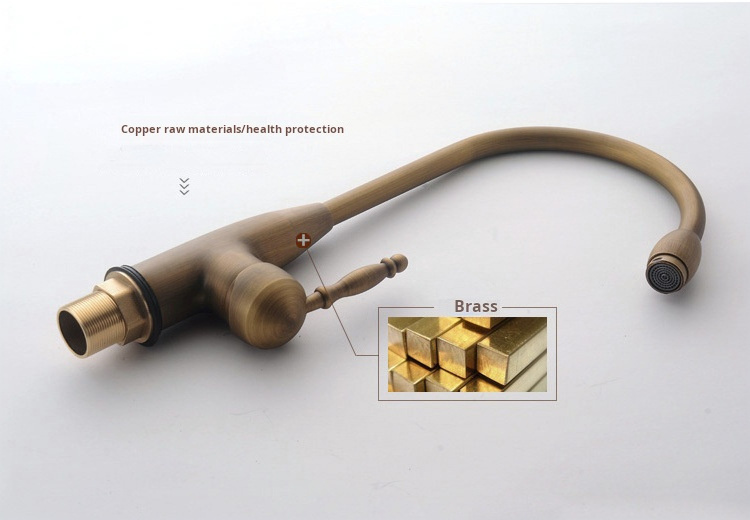 Hot and Cold copper mixer 360 Rotation antique taps brass Kitchen Faucet high quality  faucet