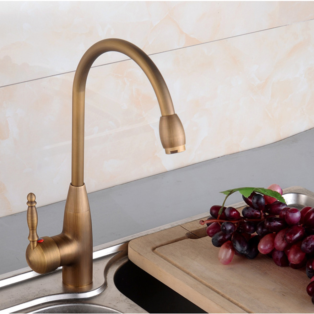 Hot and Cold copper mixer 360 Rotation antique taps brass Kitchen Faucet high quality  faucet