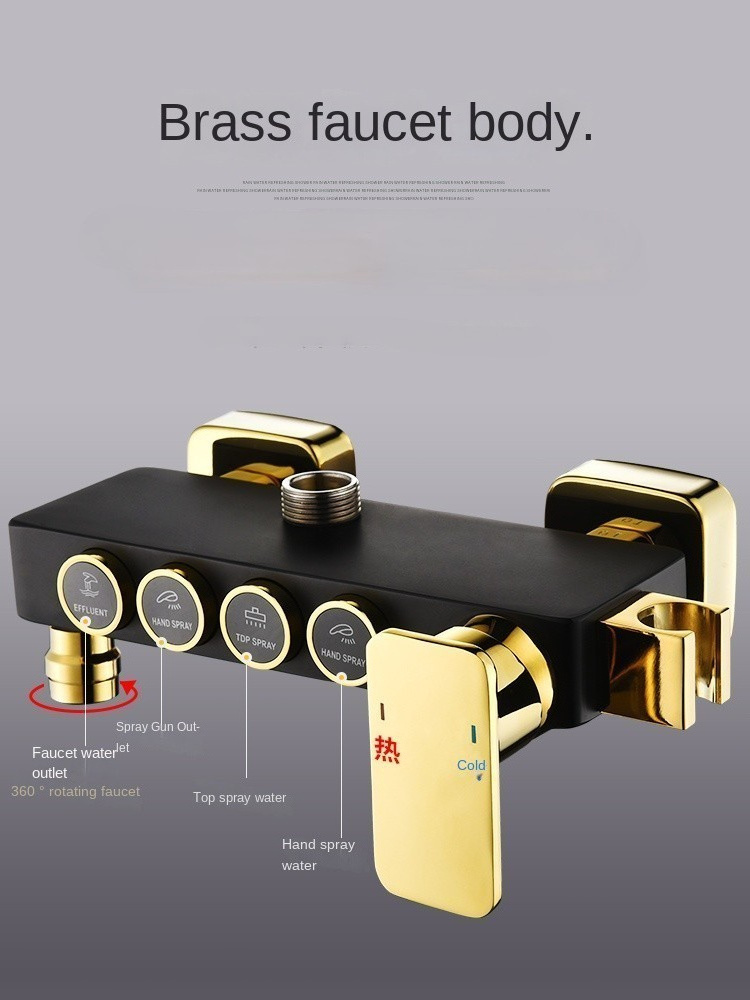 2023 high quality bath shower set Bathroom brass Shower System Black Gold Mixer Faucet Hot Cold Bathroom Shower Set