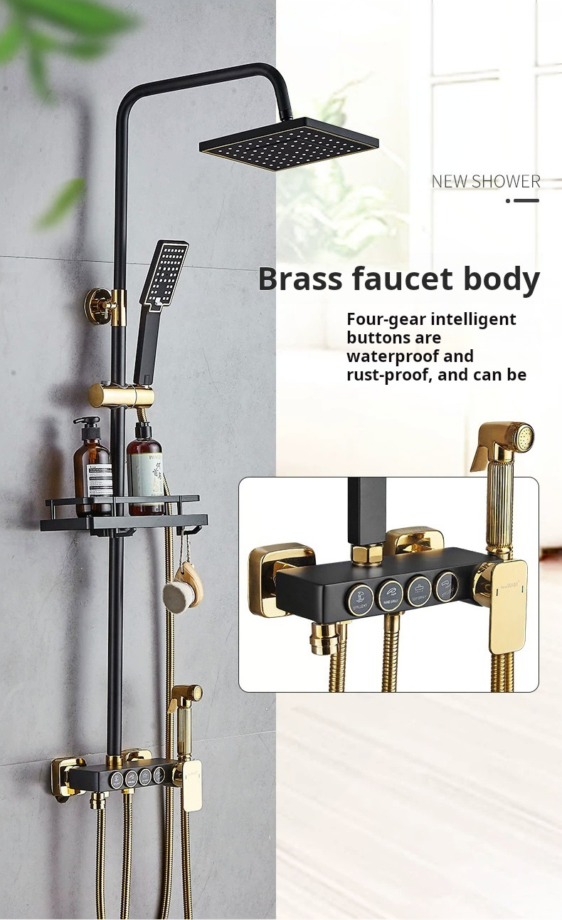 2023 high quality bath shower set Bathroom brass Shower System Black Gold Mixer Faucet Hot Cold Bathroom Shower Set