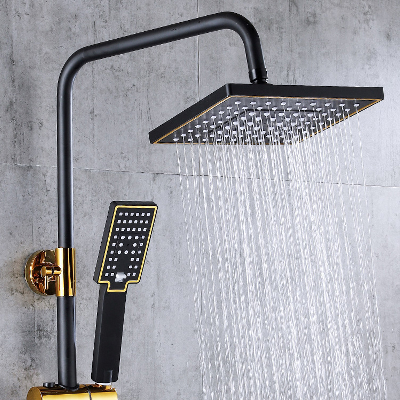 2023 high quality bath shower set Bathroom brass Shower System Black Gold Mixer Faucet Hot Cold Bathroom Shower Set