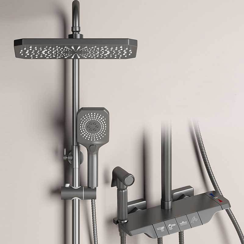 Gun Gray Copper Piano Shower Set 4 Functions Rainfall Shower Head hot and cold Bathroom Shower System