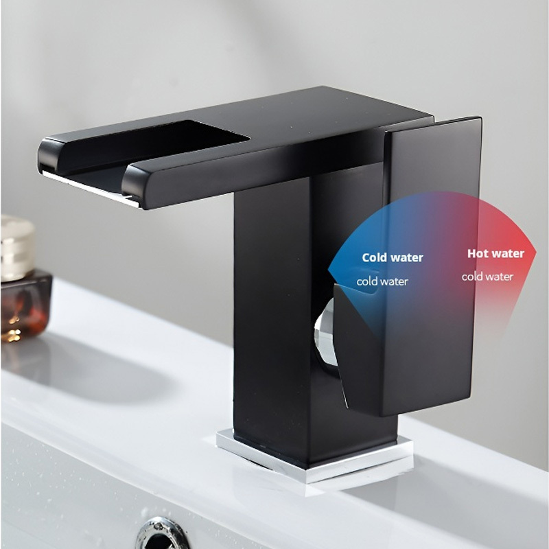 Hot Selling Hot and Cold water mixer black LED light taps bathroom faucet new design bathroom basin faucet