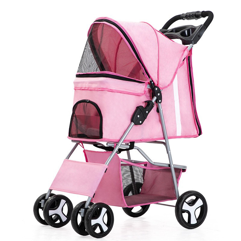 Customized lightweight removable pet stroller  cat dog cage stroller for small animals with detachable carrier