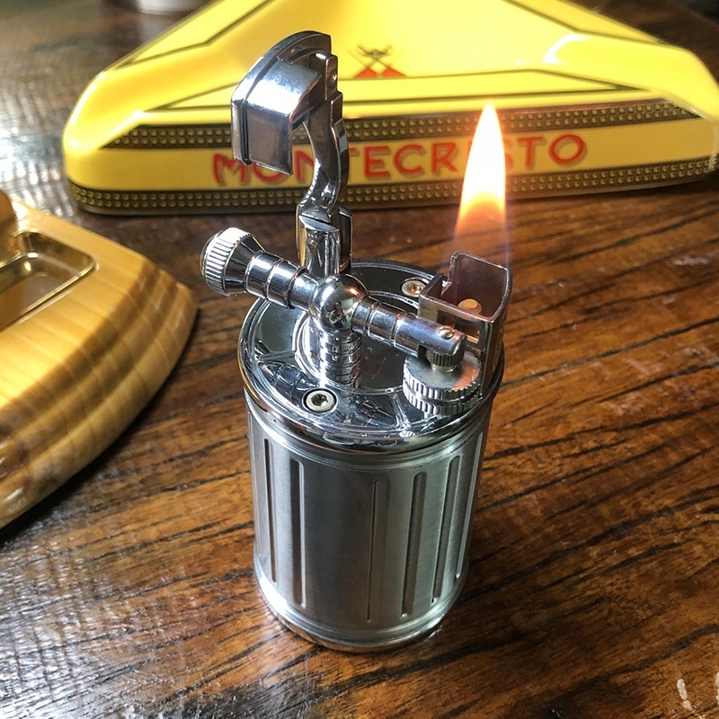 YB-031YIBAO D5*H9cm 250g metal zinc alloy table top flint gas refillable soft flame luxury big Cylindrical lighter