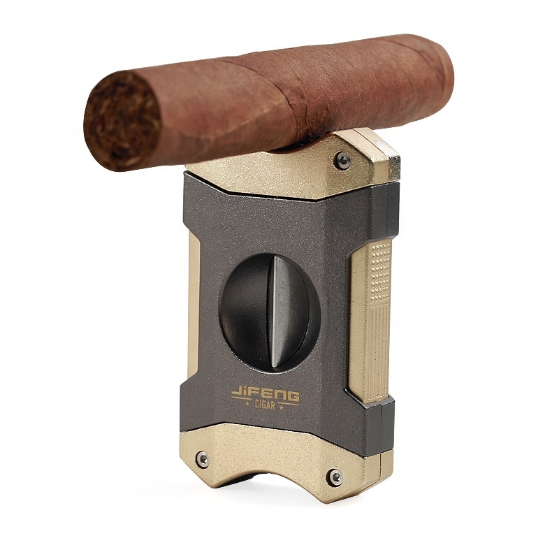 China JIFENG JV003 cigar bar office personal gift morden luxury new style automatic lock high quality metal cigar V cutter