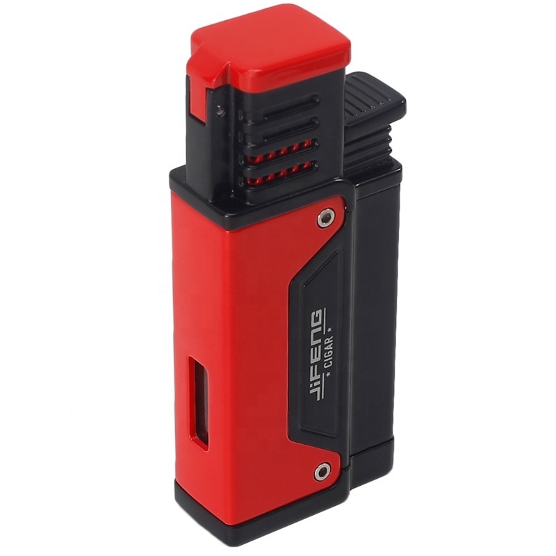 JIFENG JF-109 New Design Cigar Lighter Refilled Lacquer Torch Electronic Gas cigar Lighter with cigar punch on the bottom