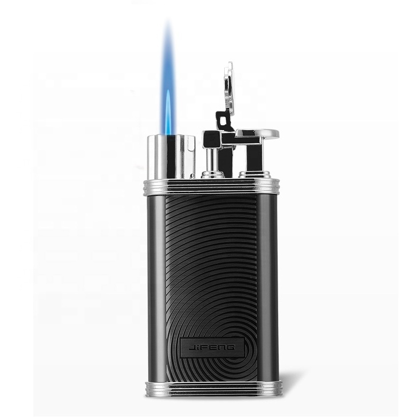 JIFENG JF-089  6.7*3.5*1.5CM 72g gold brass metal electronic single jet flame gas refillable Lighter