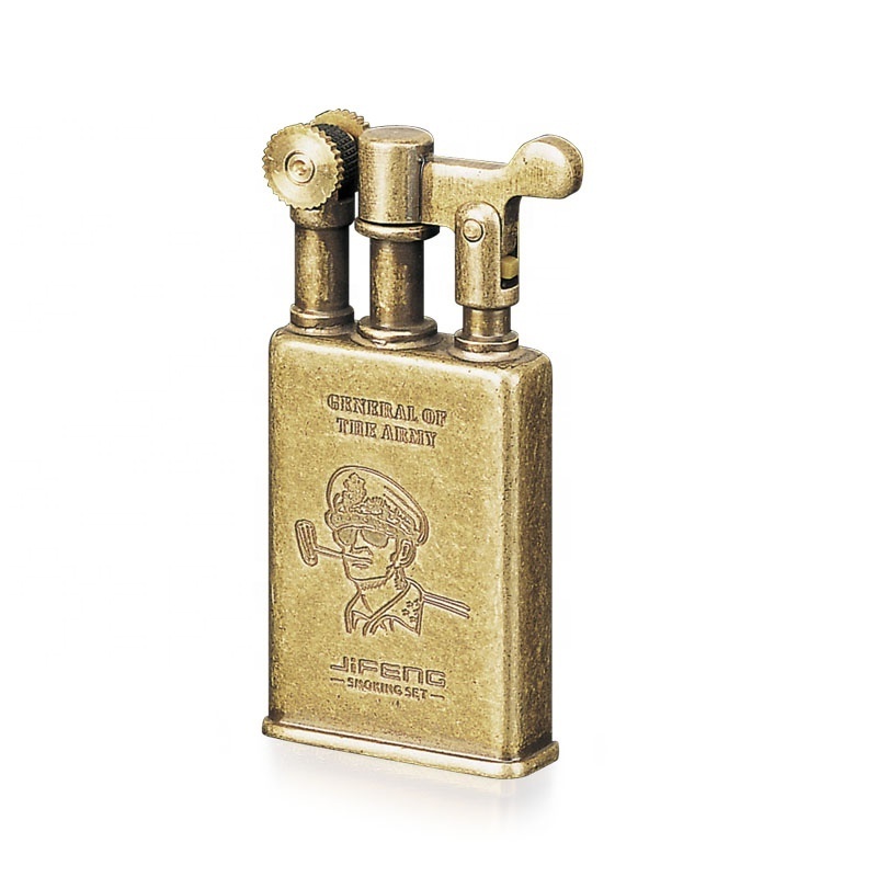 JF-006 6*3*0.9cm Jifeng souvenir gift store vintage brass material metal flint oil cigarette soft flame Lighter