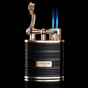 YB-030 JIFENG business gift office Cigar Lighter Butane Gas Refillable Torch Frosted desktop big double torch flames lighter