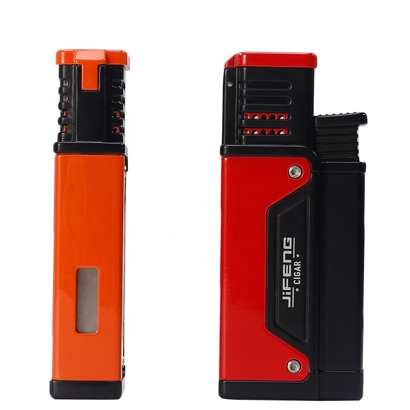 JIFENG JF-109 New Design Cigar Lighter Refilled Lacquer Torch Electronic Gas cigar Lighter with cigar punch on the bottom