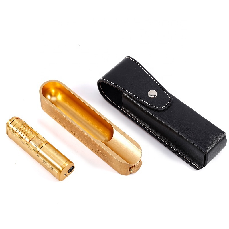 TZ233 new arrival JIFENG torch lighter ashtray with cigar punch and a leather pouch portable travel cigar accessories set gift