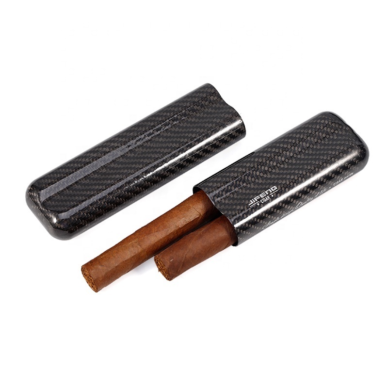 JIFENG JF-029C 15.5*4.9*2.6cm 30g 2 cigars 3 cigars carbon fiber travel cigar case holder